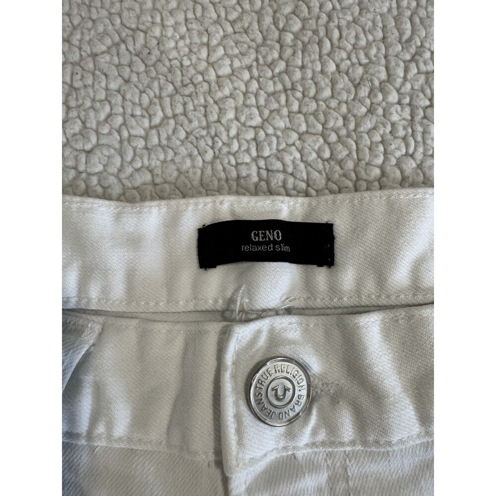 Men's Geno Renegade True Religion Sz 31 Distressed Ripped Relaxed Slim Fit Jeans - Picture 4 of 6